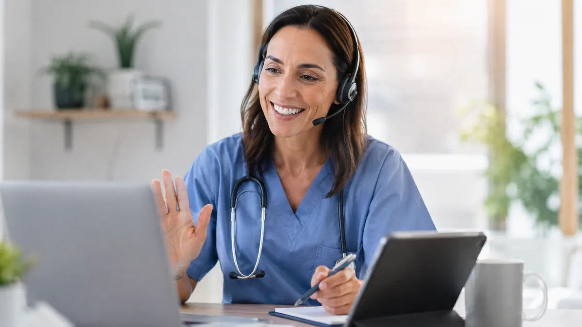 Clinical support specialist with a headset
